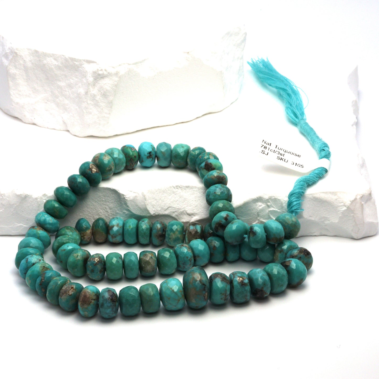 Natural Blue-Green Turquoise 8mm Faceted Rondelles