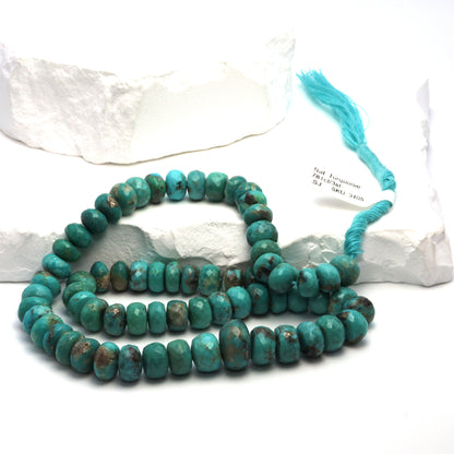 Natural Blue-Green Turquoise 8mm Faceted Rondelles