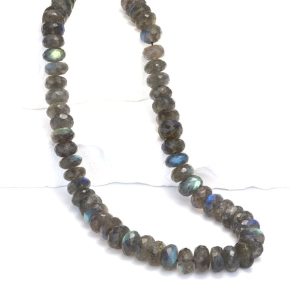 Natural Blue Labradorite 9mm Faceted Rondelles Bead Strand
