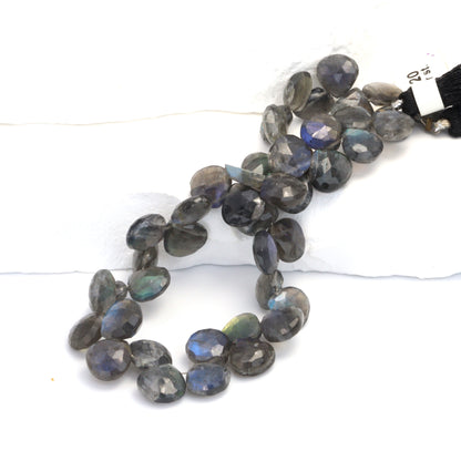 AA Dark Blue Labradorite 8mm Faceted Heart Shaped Briolettes