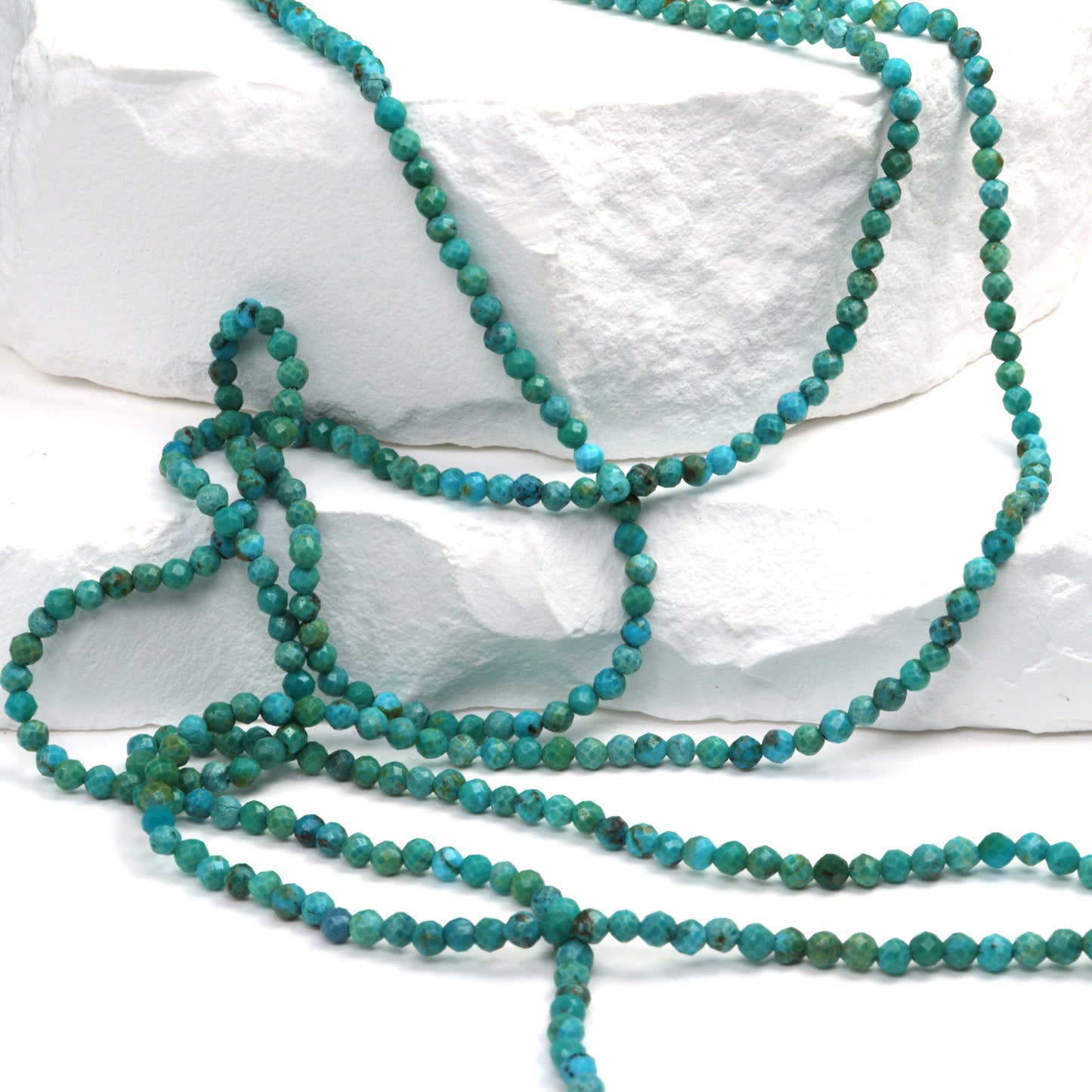 Natural Blue-Green Turquoise 2.5mm Faceted Rounds Bead Strand
