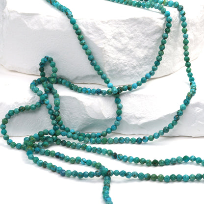 Natural Blue-Green Turquoise 2.5mm Faceted Rounds Bead Strand