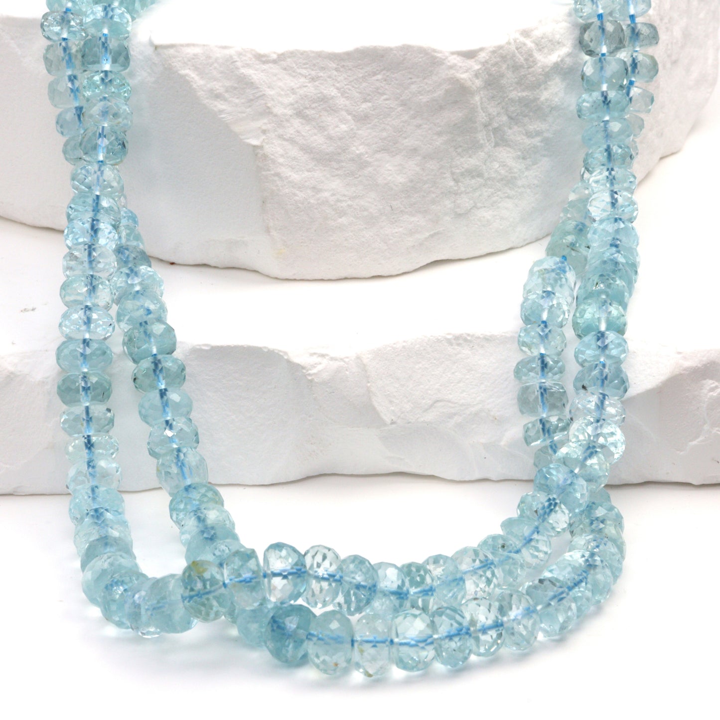 Blue Aquamarine 5.5mm Faceted Rondelles