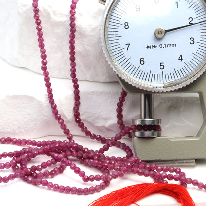 Ruby 2mm Faceted Rounds Bead Strand