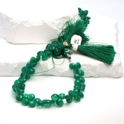 Green Onyx 6mm Faceted Heart Shaped Briolettes