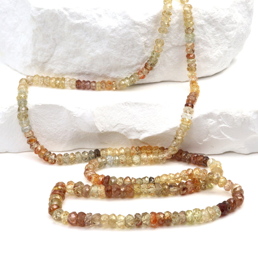 Ombre Brown Zircon 3mm – 4mm Hand Faceted Rondelles Bead Strand