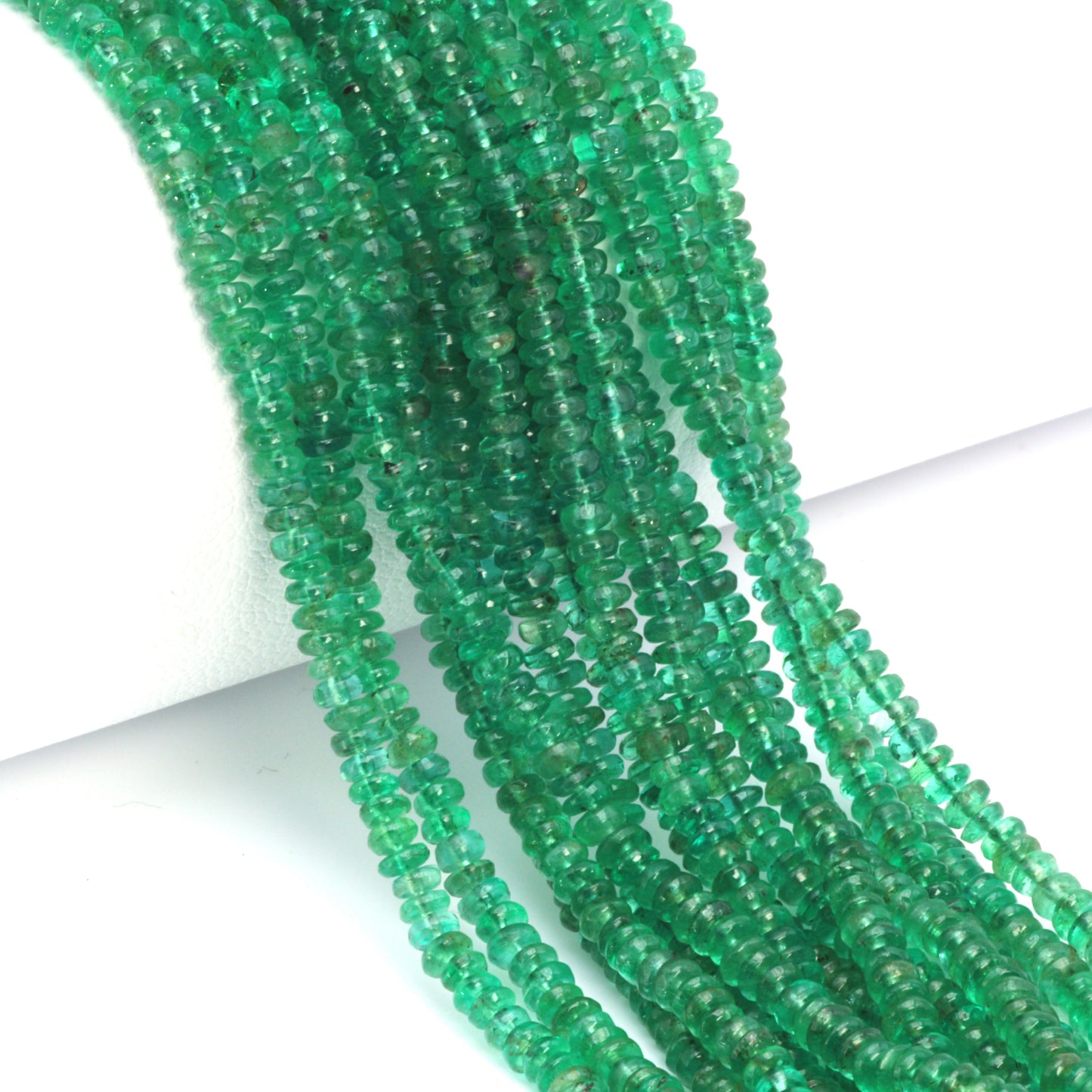 Green Emerald 2.5mm - 3.0mm Smooth Rondelles Bead Strand