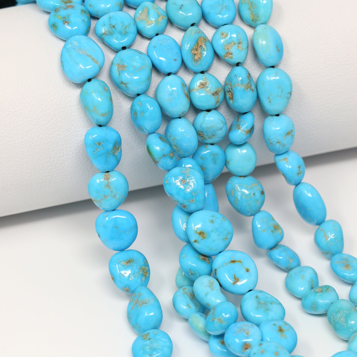 Sleeping Beauty Turquoise 7mm Smooth Nuggets Bead Strand