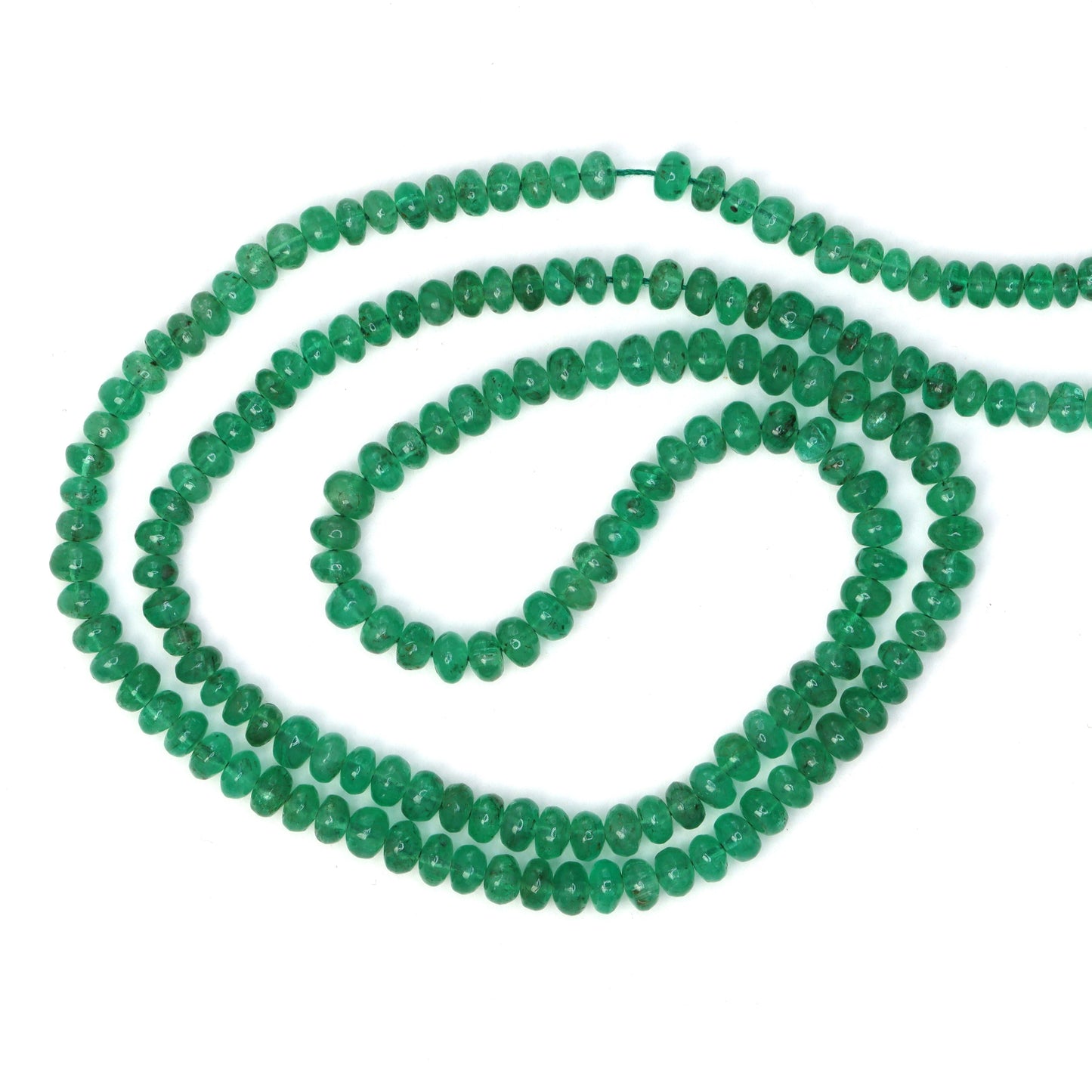 Green Emerald 3mm - 3.5mm Smooth Rondelles Bead Strand