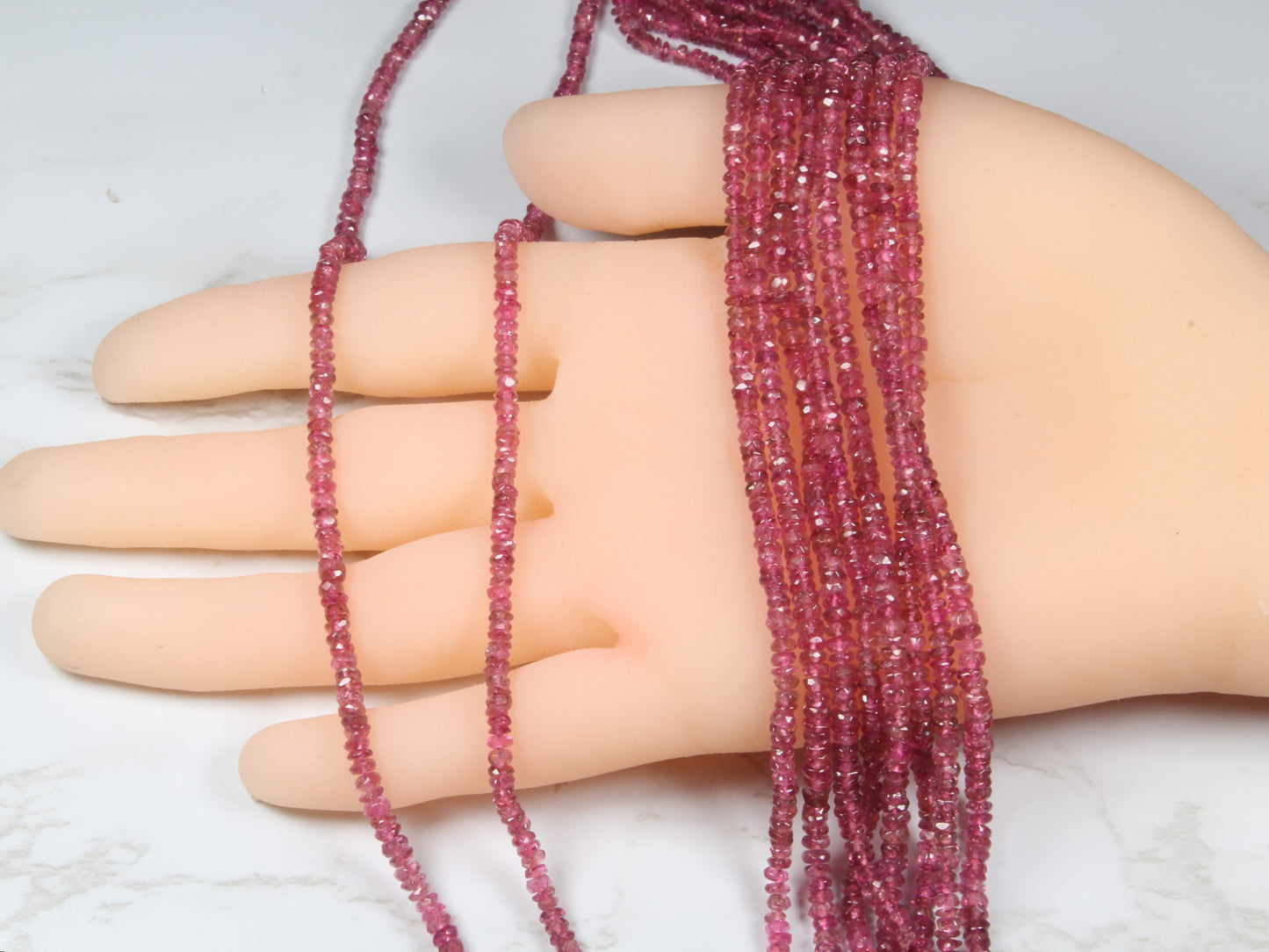 Pink Tourmaline 3mm Faceted Rondelles