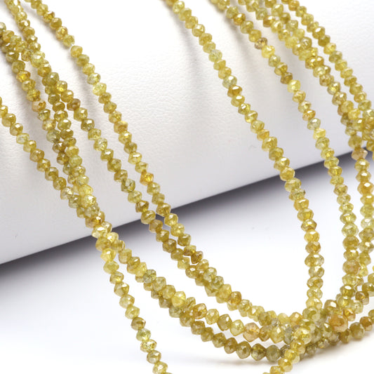 Yellow Diamond 1.8mm - 2.4mm Hand Faceted Rondelles Bead Strand