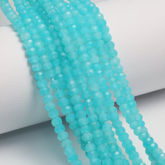 Blue Amazonite 4mm Faceted Rondelles Bead Strand