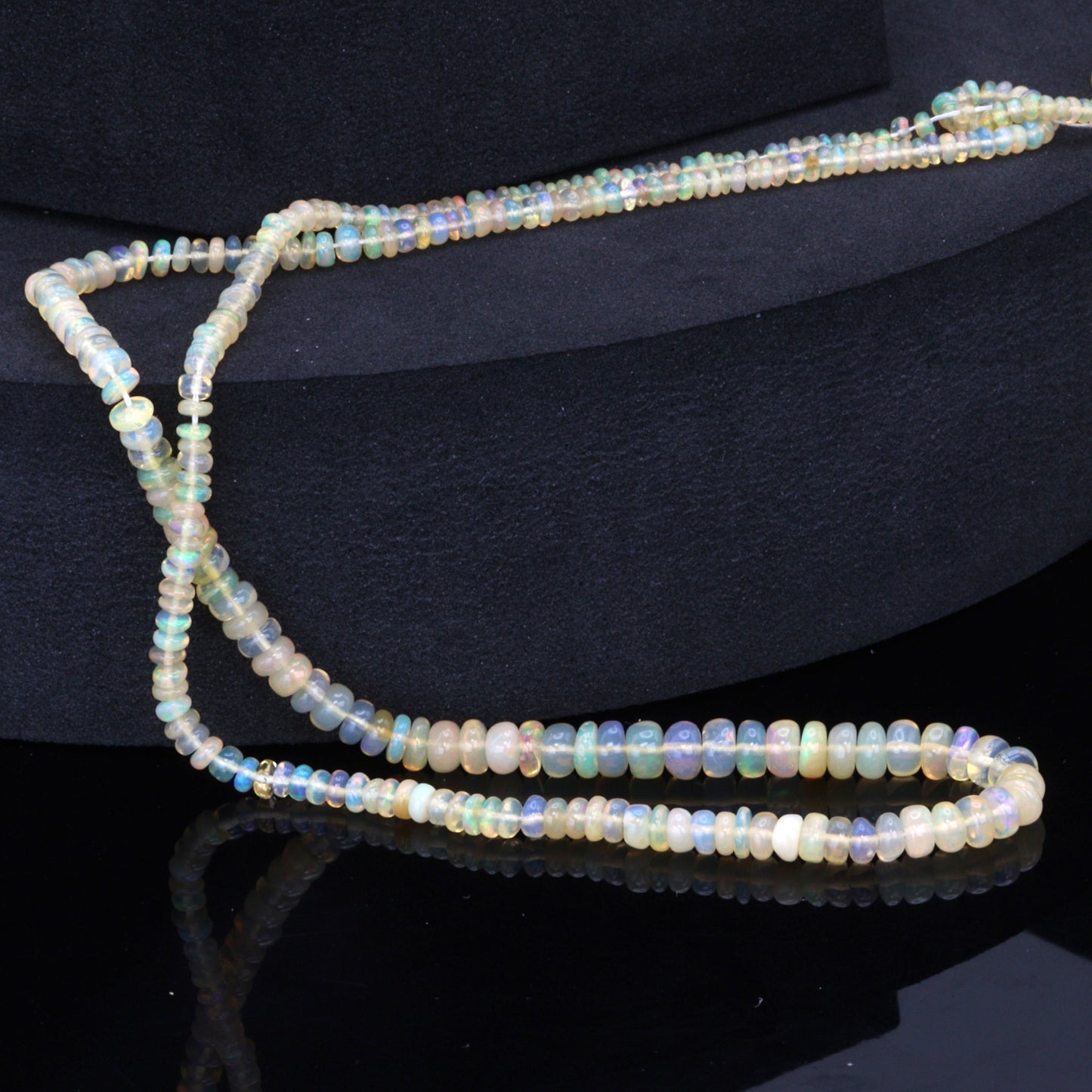 Yellow Ethiopian Opal 3mm - 4mm Smooth Rondelles Bead Strand