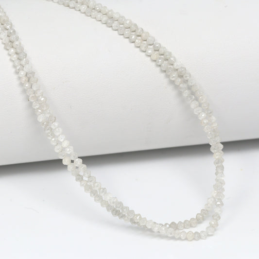 White Diamond 2.2mm – 2.5mm Hand Faceted Rondelles Bead Strand