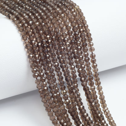 Brown Smoky Quartz 3mm Faceted Rondelles Bead Strand