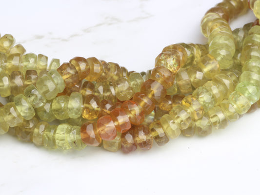 Ombre Green Grossular Garnet 4mm Faceted Rondelles