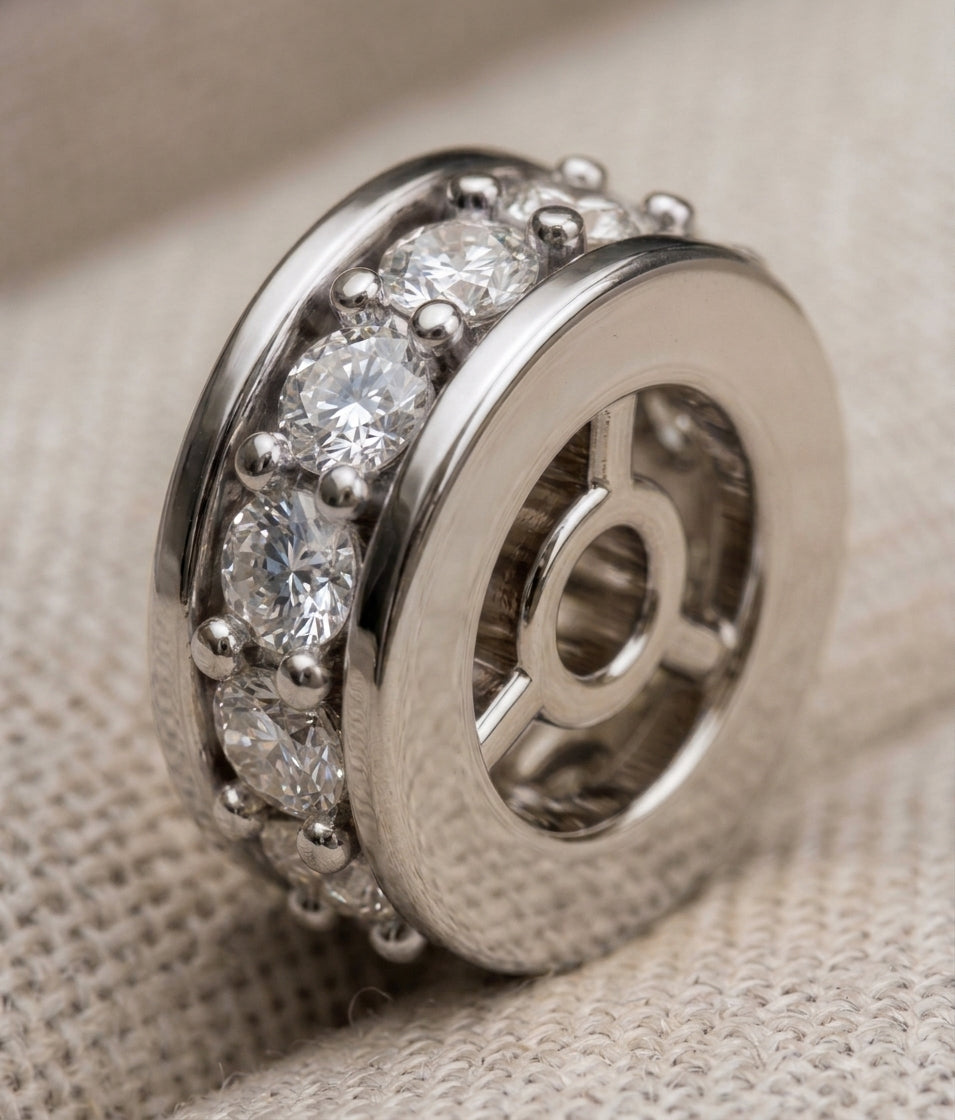 18k White Gold White Diamond 0.09ct Diamond Rondelle finding, alternate view 2
