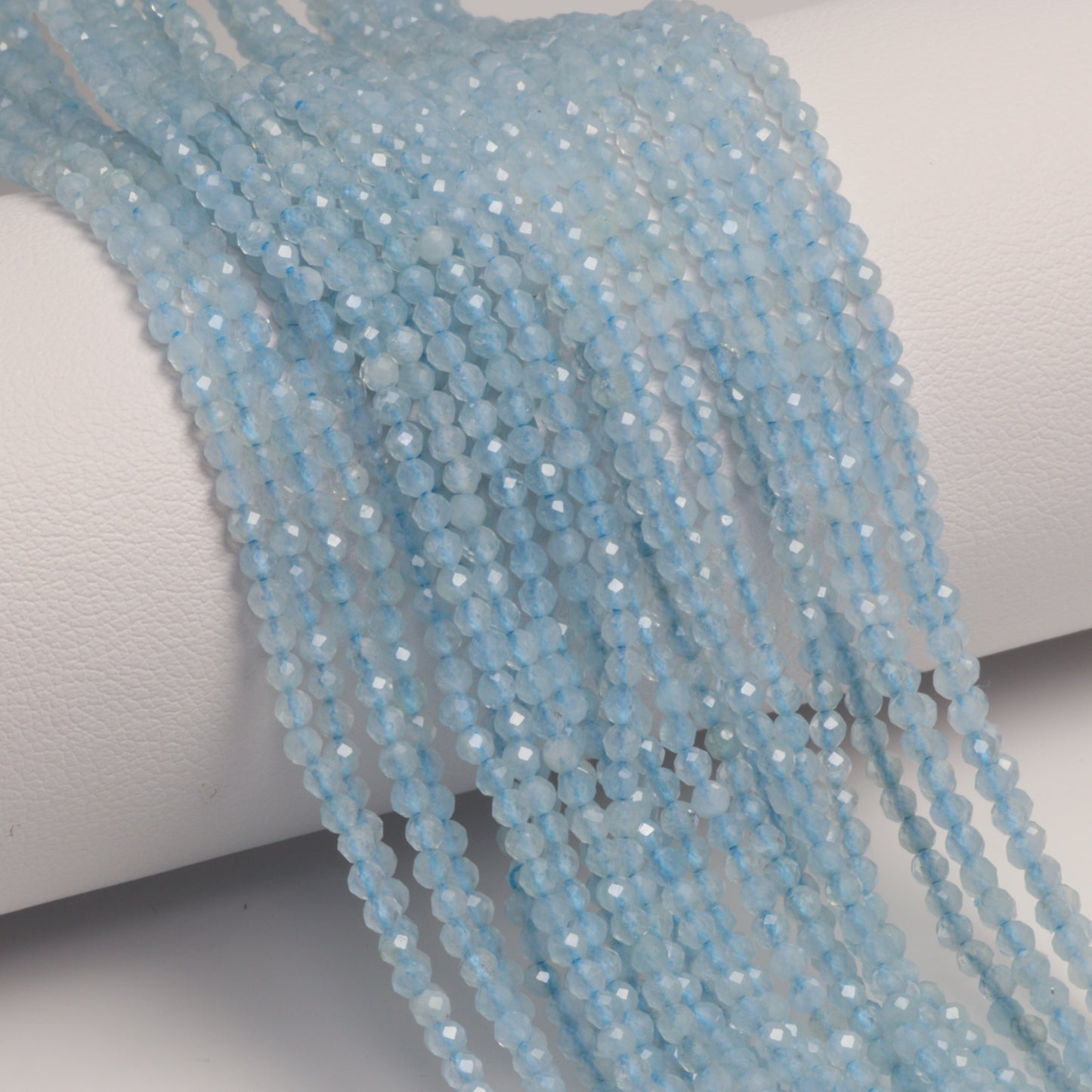 Dark Blue Milky Aquamarine 2mm Faceted Rounds Bead Strand