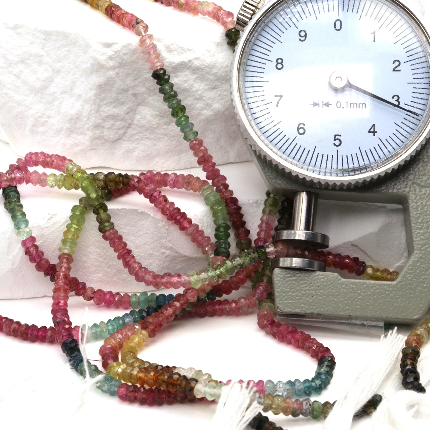 Watermelon Tourmaline 3mm Hand Faceted Rondelles Bead Strand