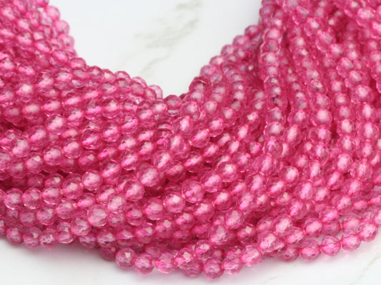 Coated Pink Quartz 2.5mm Faceted Rounds