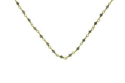 Coated Labradorite 2mm Faceted Rounds Rosary Chain Sterling Silver with Gold Plating Wire Wrap Chain by the Foot