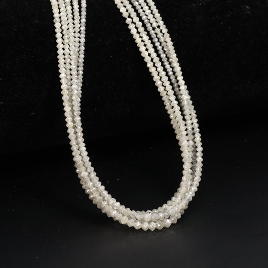 Gray Diamond 1.8mm – 2.4mm Hand Faceted Rondelles Bead Strand