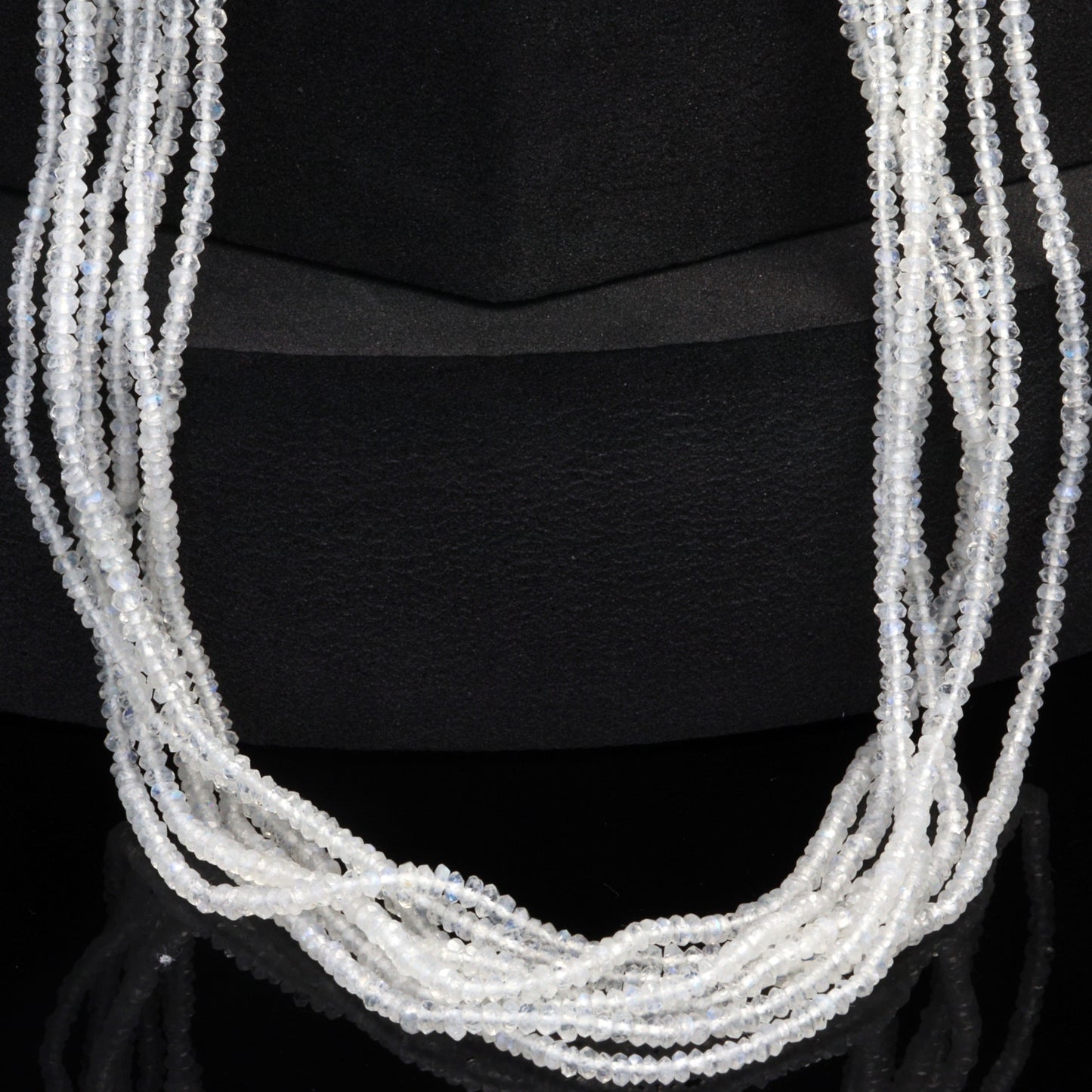 AA Blue Rainbow Moonstone 2.5mm Hand Faceted Rondelles Bead Strand