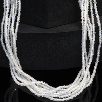 AA Blue Rainbow Moonstone 2.5mm Hand Faceted Rondelles Bead Strand