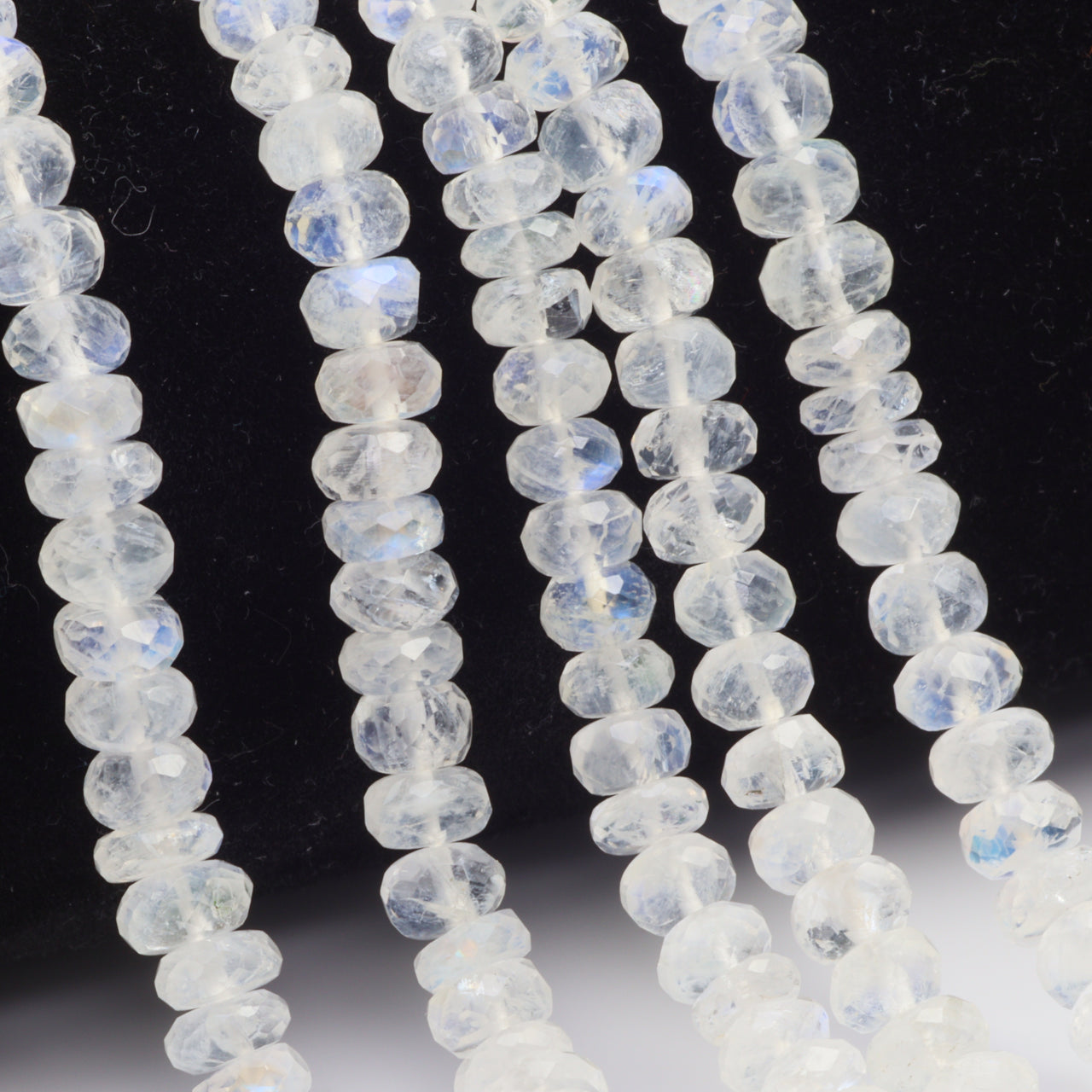 Blue Rainbow Moonstone 5.5mm Faceted Rondelles