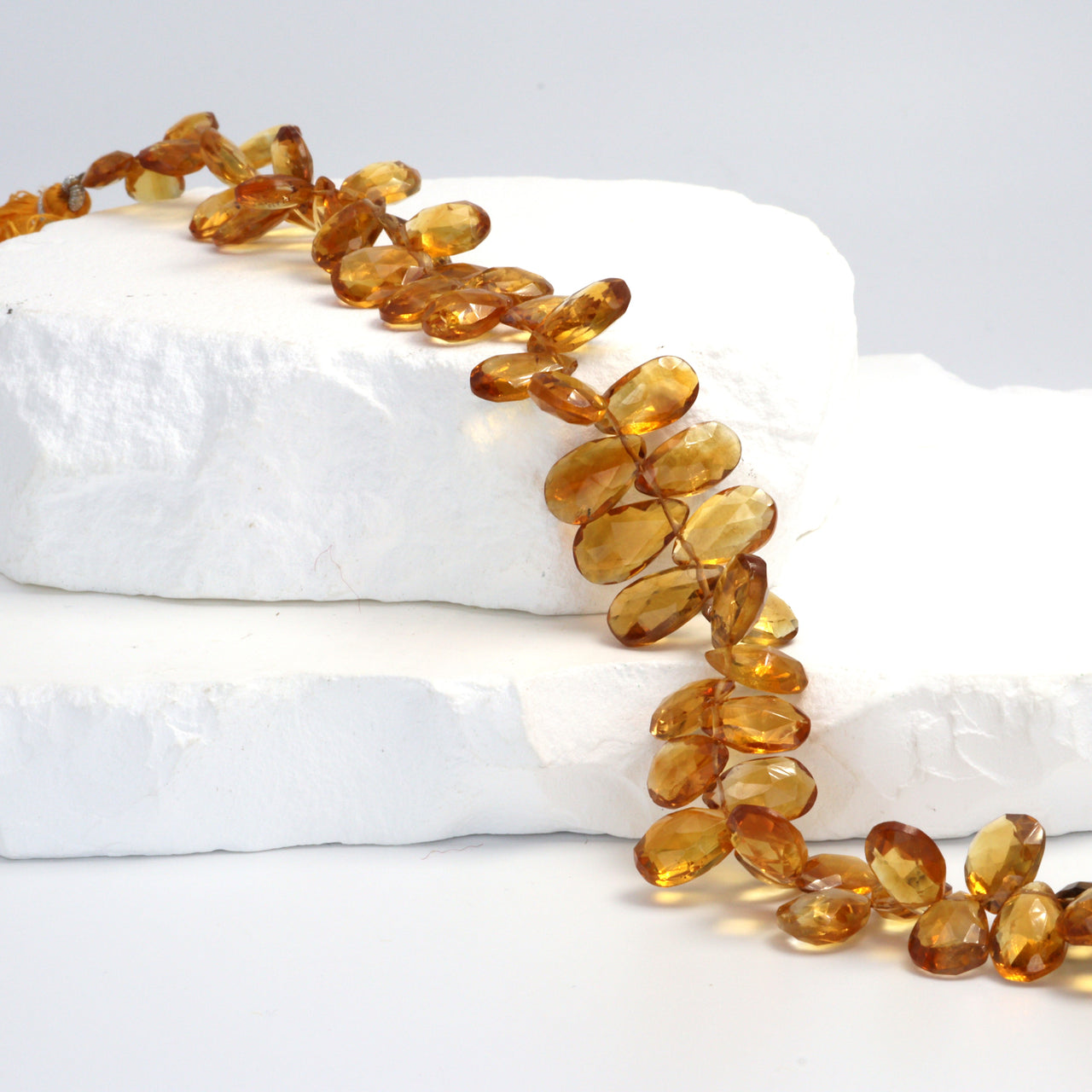 Orange Madeira Citrine 9x7mm Faceted Pear Shaped Briolettes