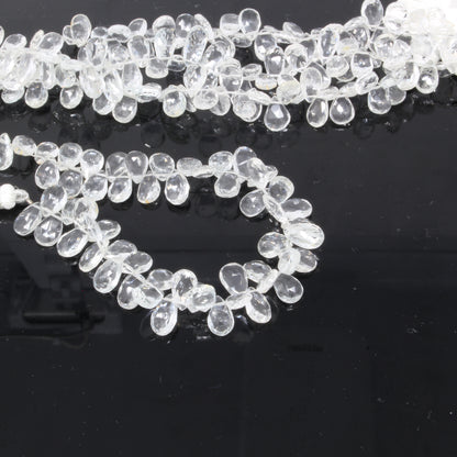 White Topaz 9x7mm Faceted Pear Shaped Briolettes