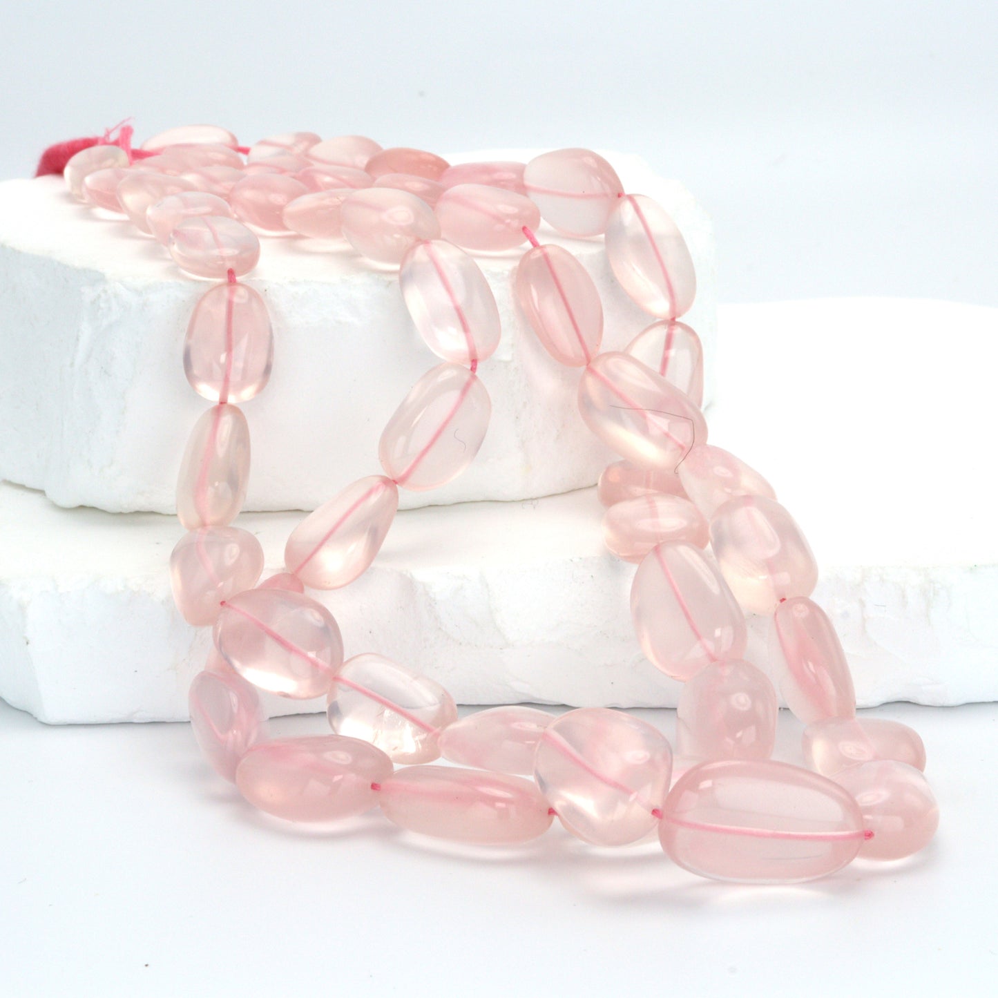 AA Pink Rose Quartz 12x10mm - 18x13mm Smooth Nuggets Bead Strand