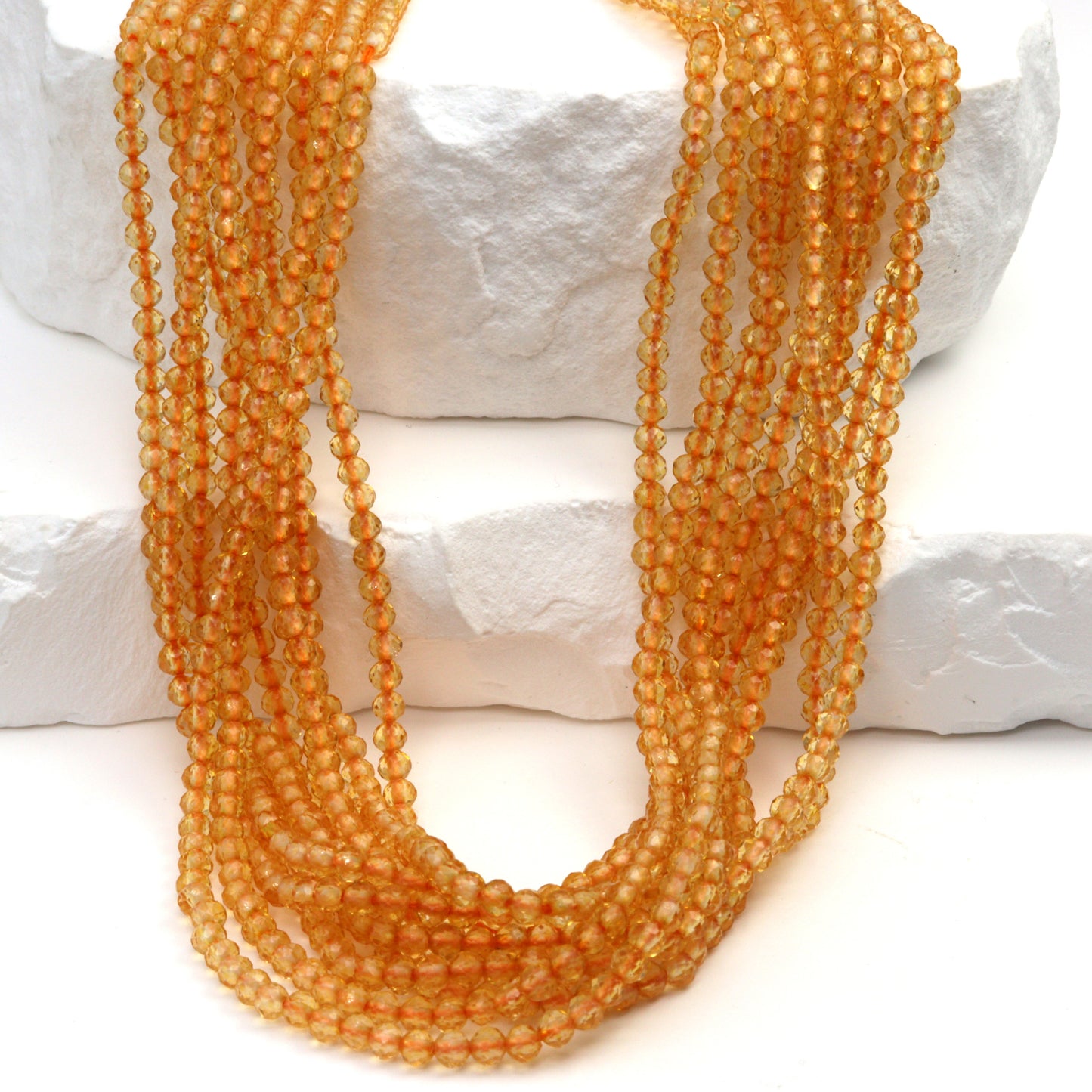 Yellow Citrine 2.5mm Faceted Rounds Bead Strand