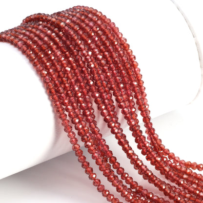 Red Garnet 2.5mm Faceted Rondelles Bead Strand