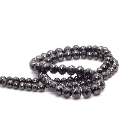 Black Diamond 4.5mm - 6.5mm Faceted Rondelles Bead Strand