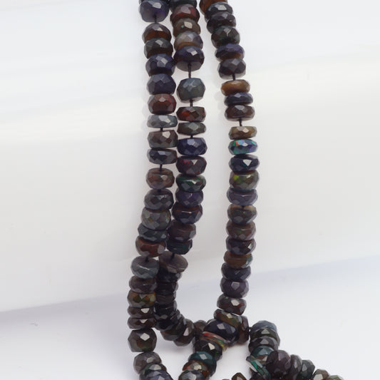 Black Ethiopian Opal 4.5mm Faceted Rondelles