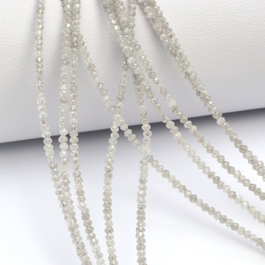 White Diamond 1.5mm Faceted Rondelles