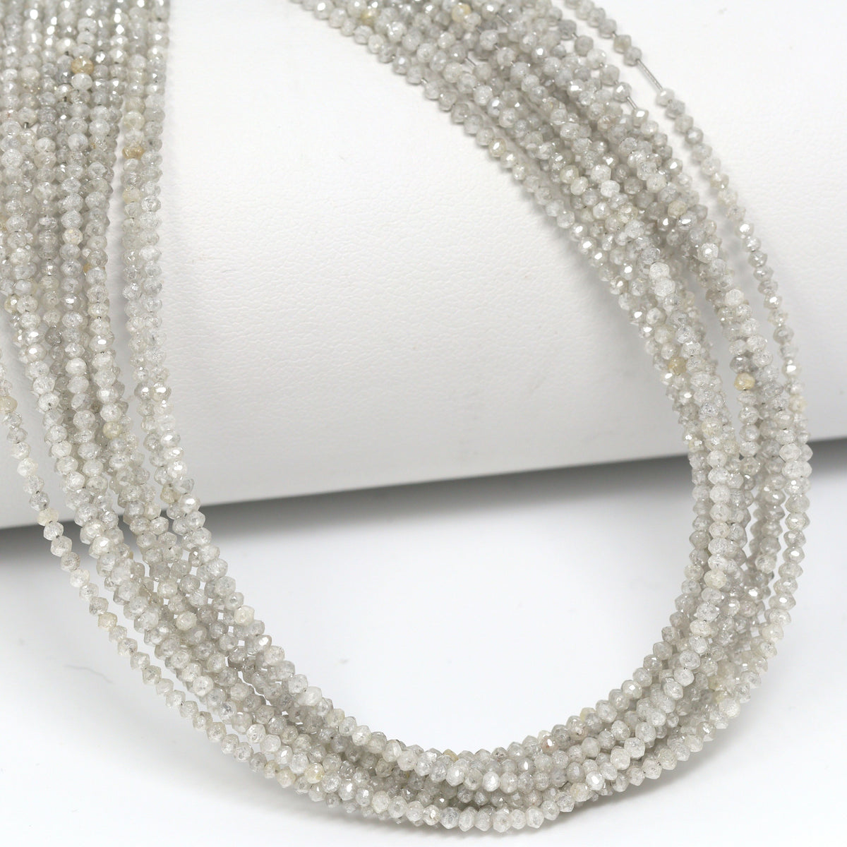 Gray Diamond 1.9mm Hand Faceted Rondelles Bead Strand