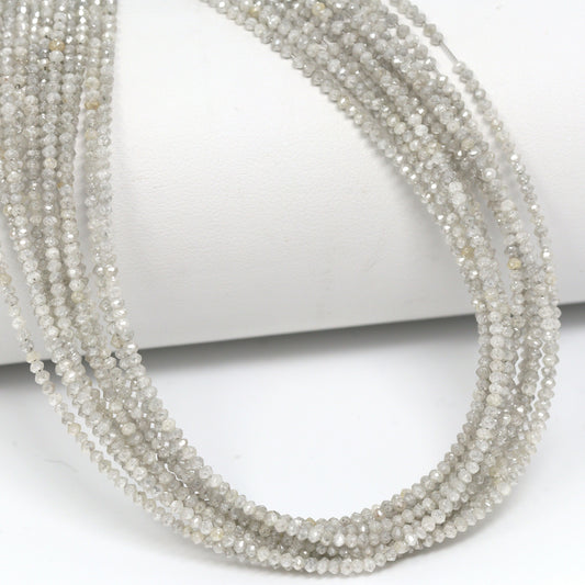 Gray Diamond 1.9mm Hand Faceted Rondelles Bead Strand