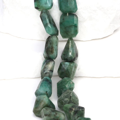 Sakoda Emerald 14x10mm Faceted Nuggets