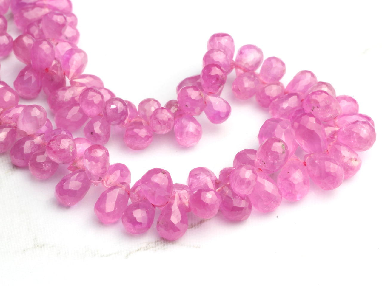 Pink Sapphire 4x2mm Faceted Teardrop Briolettes