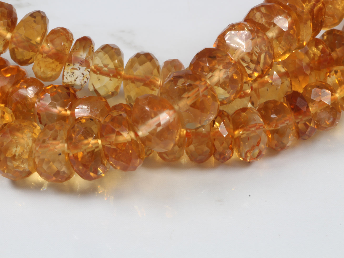 Yellow Orange Citrine 6mm Faceted Rondelles Bead Strand