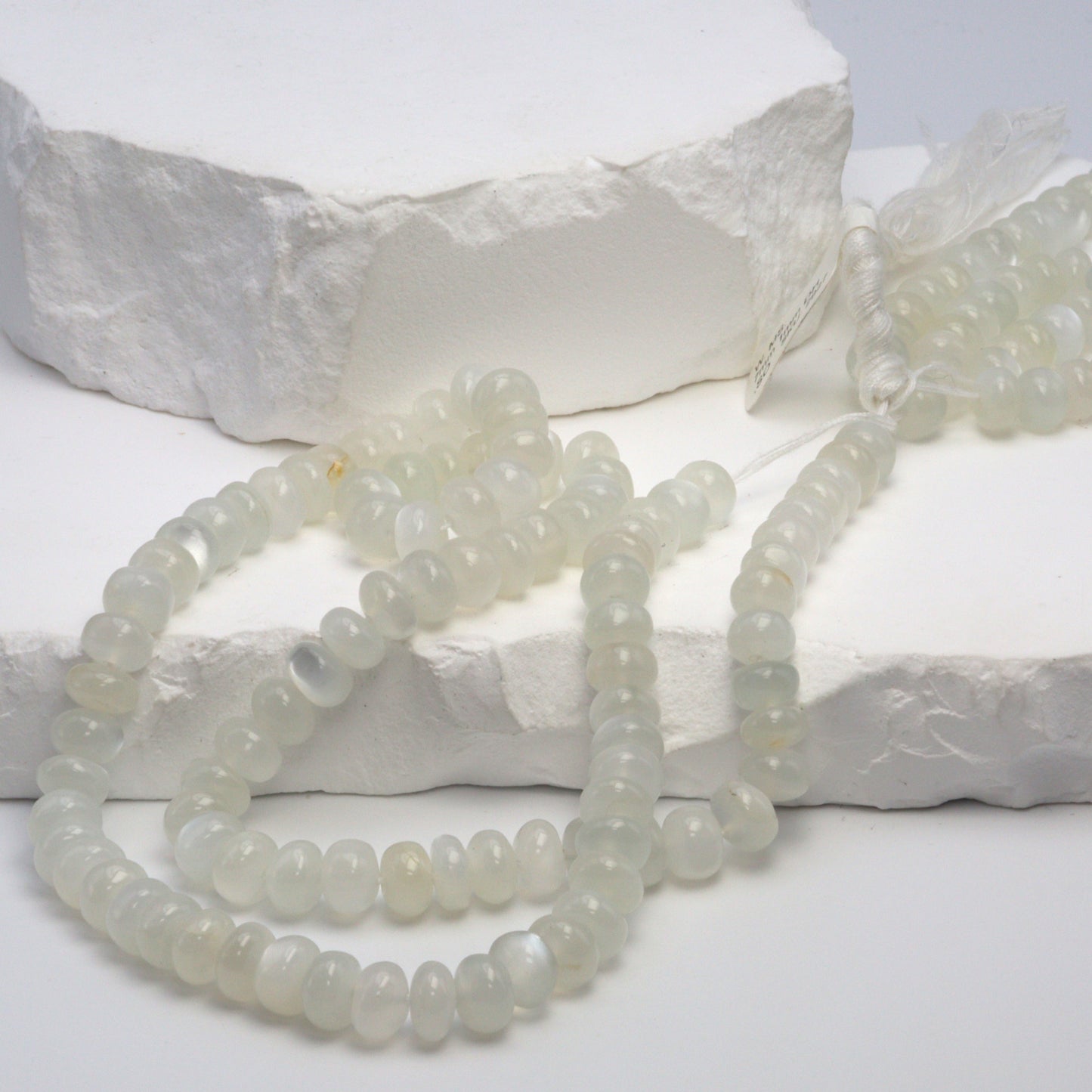 White Moonstone 7mm Smooth Rondelles Bead Strand