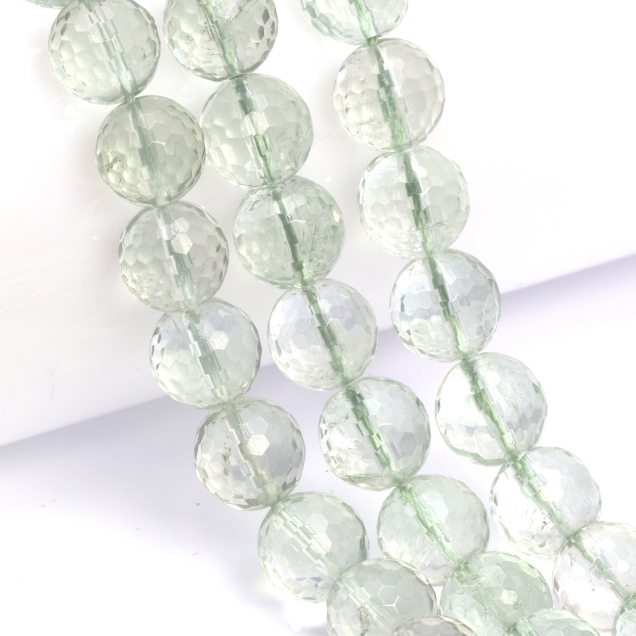 Green Amethyst 10mm Faceted Rounds Bead Strand
