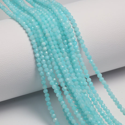 Blue Amazonite 2.5mm Faceted Rounds Bead Strand