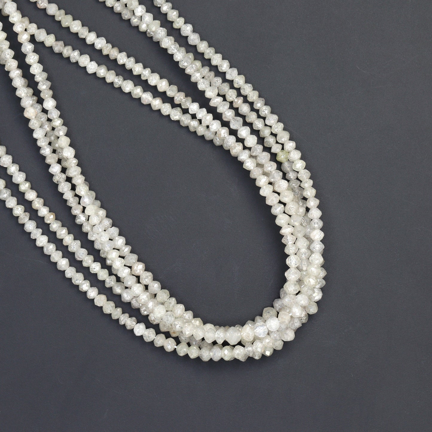 Gray Diamond 2mm - 2.7mm Hand Faceted Rondelles Bead Strand