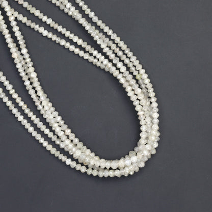 Gray Diamond 2mm - 2.7mm Hand Faceted Rondelles Bead Strand