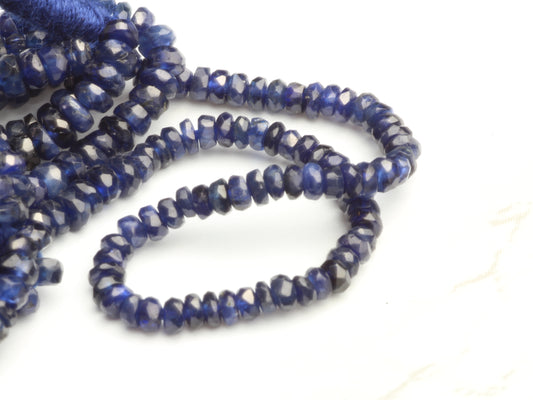 Navy Blue Sapphire 2.5mm Faceted Rondelles
