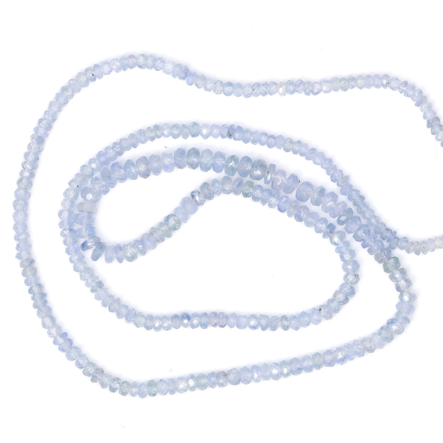 Light Blue Sapphire 2mm - 3mm Hand Faceted Rondelles Bead Strand