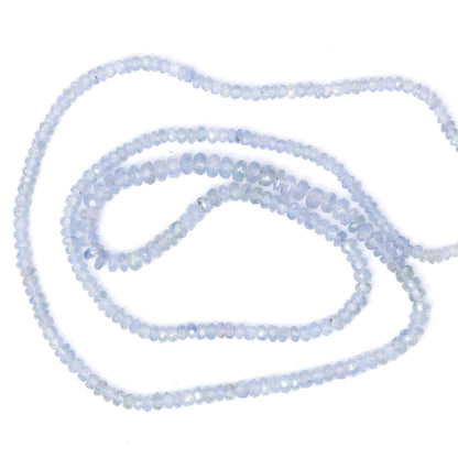 Light Blue Sapphire 2mm - 3mm Hand Faceted Rondelles Bead Strand